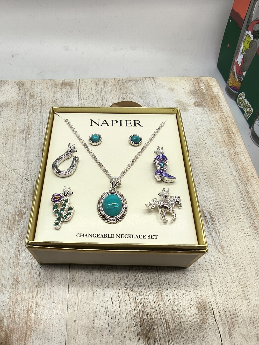 Napier Silver-Tone Western Charm Interchangeable Pendant Set & Pe